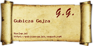 Gubicza Gejza névjegykártya